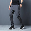 Calça casual masculina elástica, slim fit, cintura elástica, jogger, estilo coreano, clássica, azul, preta e cinza, tamanhos grandes