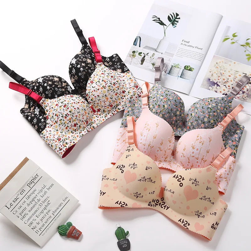 Sutiã Feminino Sem Costura com Estampa Floral - 🌸 Beleza que Abraça, Conforto que Liberta