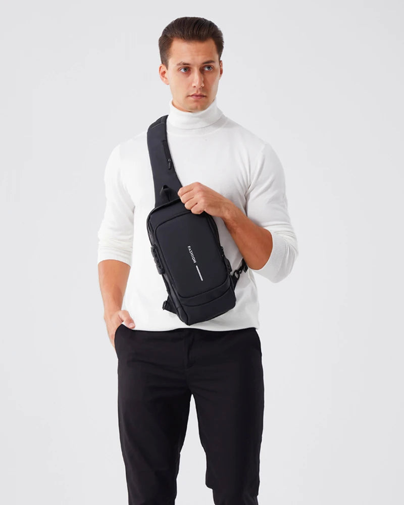 Descubra a Nova Era do Estilo e Segurança Masculina — Bolsa Transversal de Couro PU Antifurto, Clássica e Multifuncional