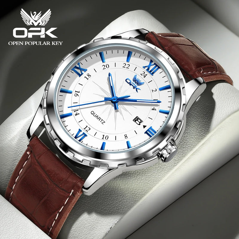 Relógio de Quartzo Masculino OPK Brand Steel Belt Dual Calendar 6003