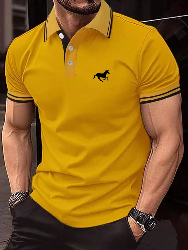 Nova Camiseta Masculina Clássica de Manga Curta – estilo polo casual de verão