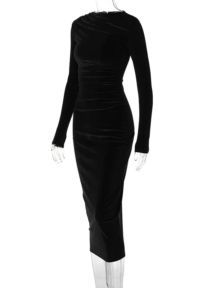 ✨ Vestido Midi de Veludo Dulzura — Primavera/Verão 2025