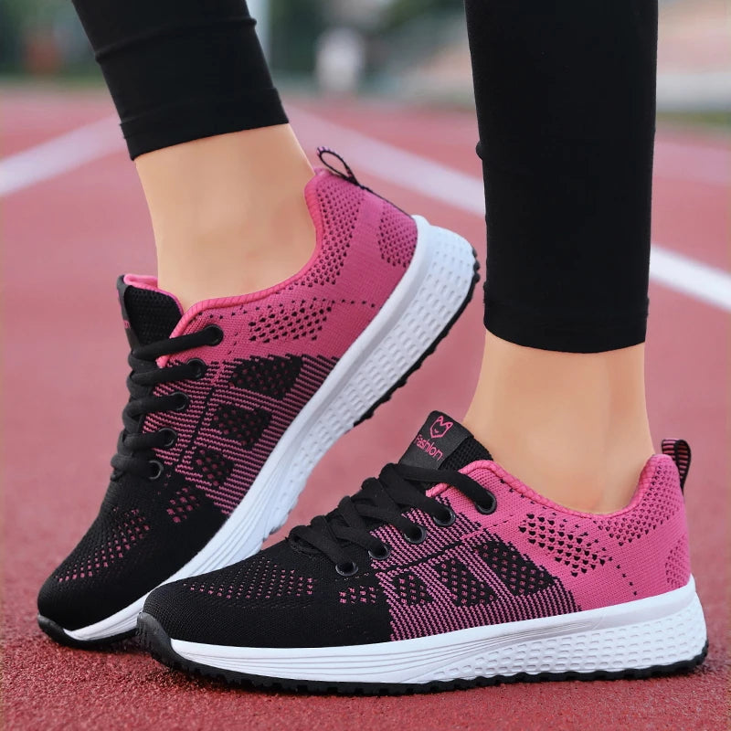 2025 Sapatos Esportivos Femininos – Moda Plataforma, Tênis Femininos Primavera/Inverno, Flats de Corrida