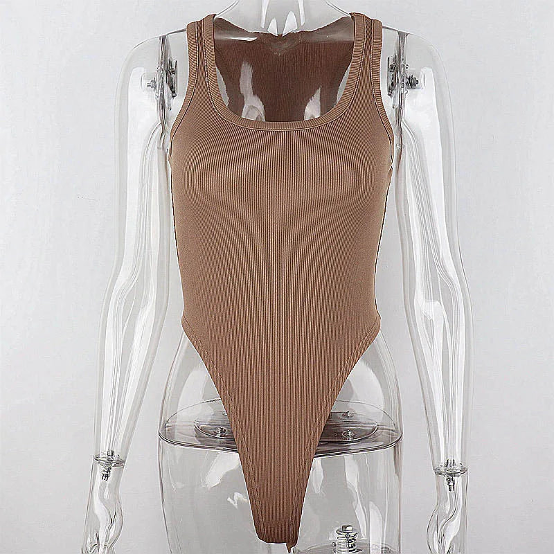 Body de Malha Sem Mangas | Sexy | Bodycon | Ombro de Fora | Halter | Estilo Corpete | Casual de Rua | Balada
