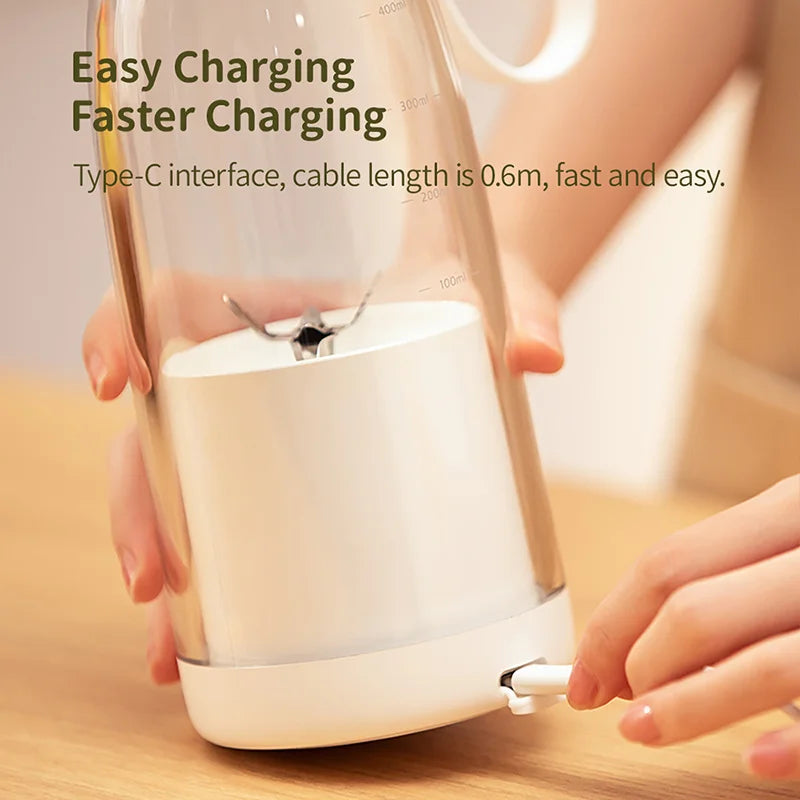 Garrafa-Liquidificador de Frutas Sem Fio Portátil 500ml | 2400mAh USB Recarregável