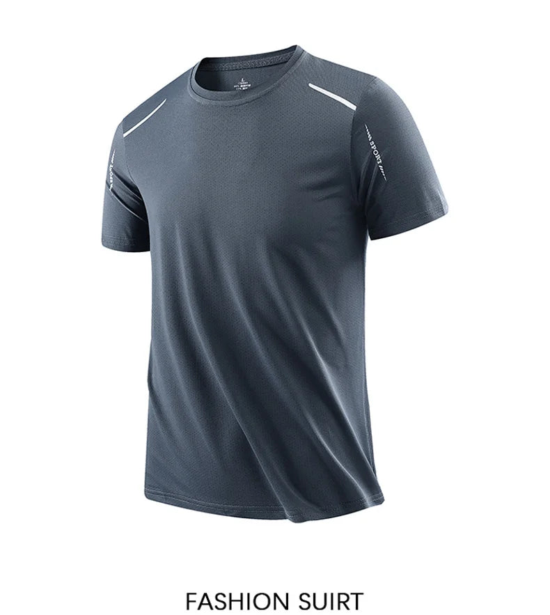 CHRLCK – Camiseta masculina esportiva de secagem rápida, respirável, com elasticidade macia para caminhada, pesca e esportes ao ar livre