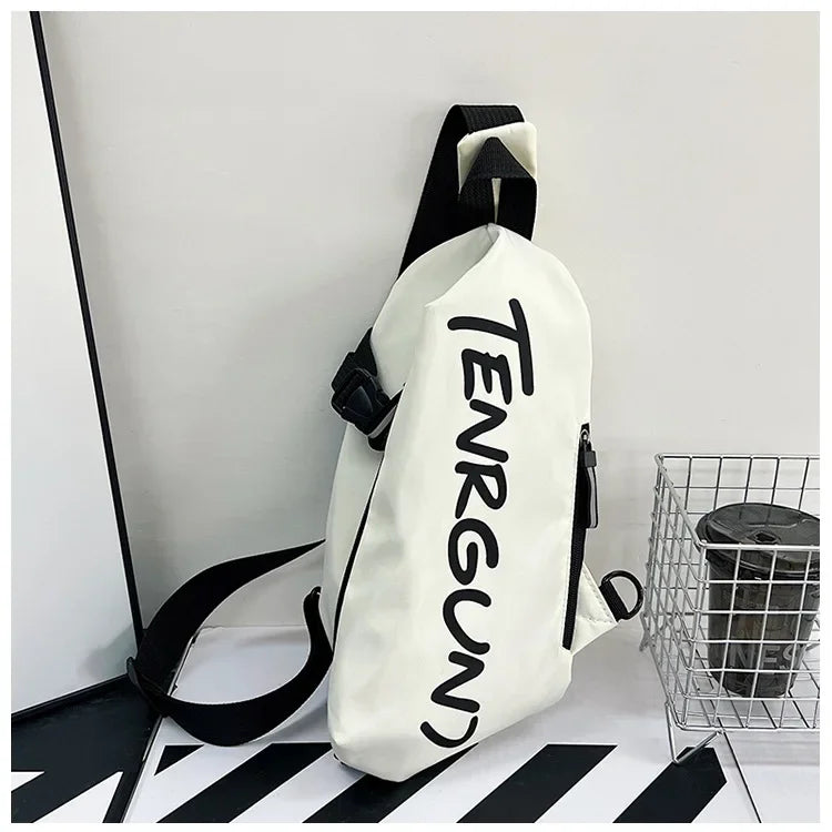Bolsa de peito de nylon (unissex, moderna, funcional, para outono e inverno)