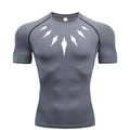 (Camisa de compressão masculina PANTERA NEGRA) — camiseta esportiva de academia com secagem rápida, elasticidade