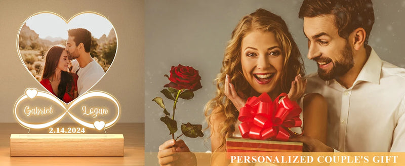 Placa de acrílico personalizada com luz noturna - O Presente que Encanta Corações.