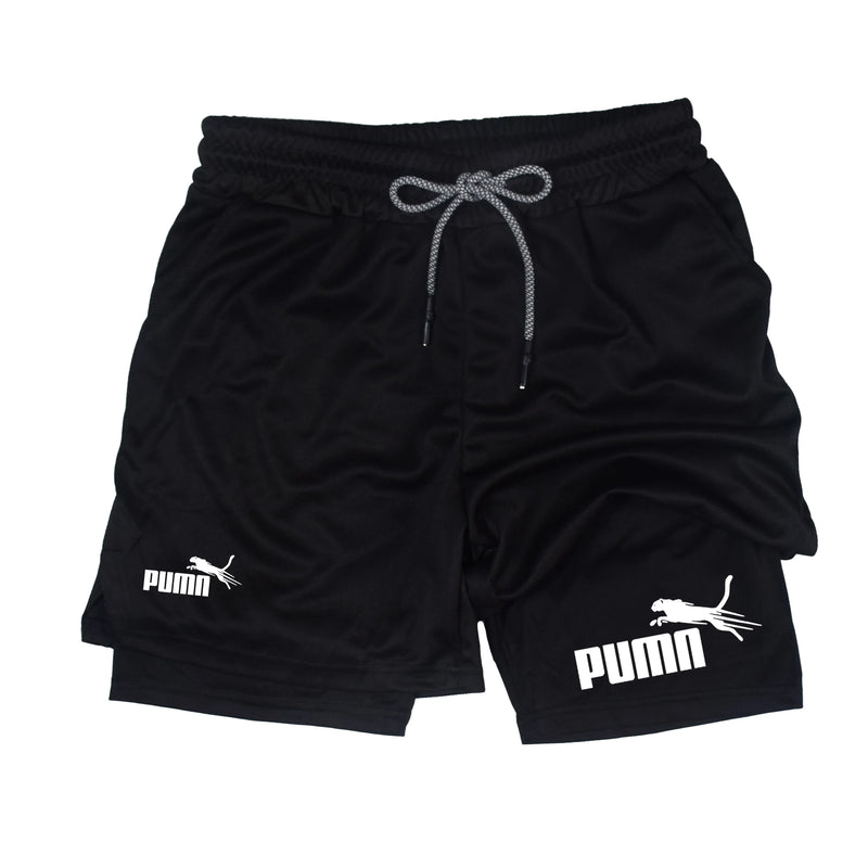 shorts masculinos 2 em 1 de camada dupla, compressão e secagem rápida (M a 3XL)