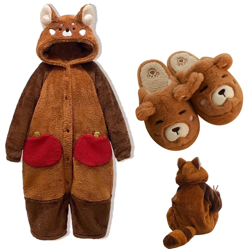 🐾 Fantasia Kigurumi Panda Vermelho – A Conexão que Sua Alma Sempre Buscou