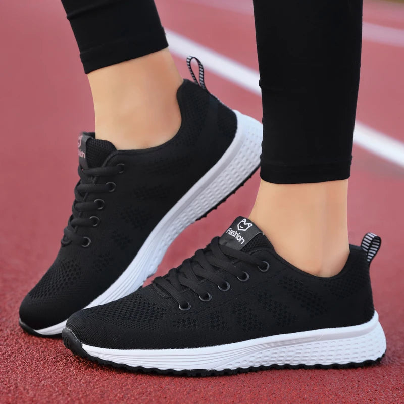2025 Sapatos Esportivos Femininos – Moda Plataforma, Tênis Femininos Primavera/Inverno, Flats de Corrida