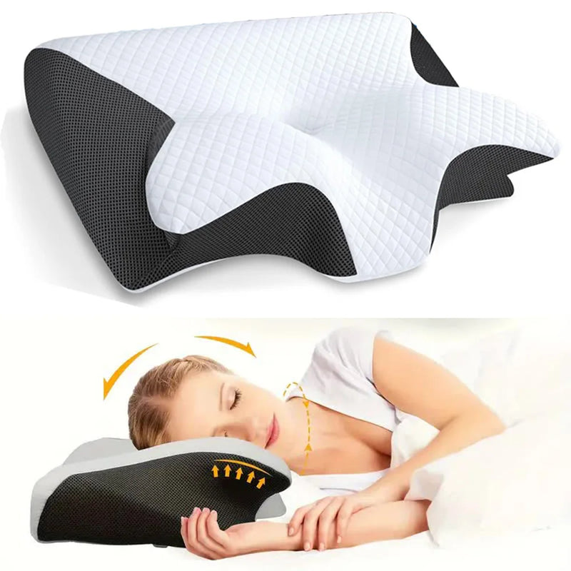 🦋 Travesseiro de Pescoço Ortopédico Butterfly Sleep com espuma viscoelástica de recuperação lenta