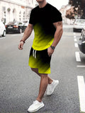 Conjunto masculino tie-dye (camiseta + shorts, verão, confortável, tamanho até 6XL)