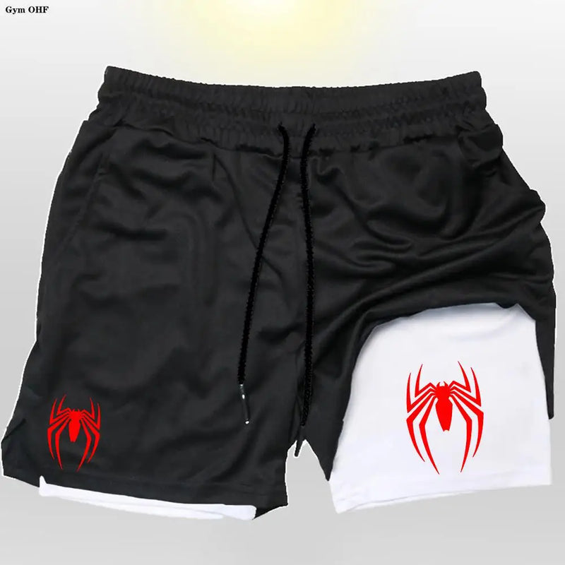 🕷️ 2099 Spider Sport Shorts 2 em 1 — Mais que um Short, Uma Armadura da Nova Era Masculina