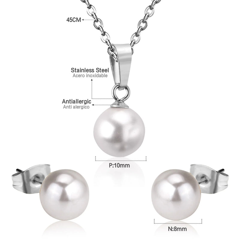 LUXUKISSKIDS – Conjunto de Brincos e Gargantilha com Pingente de Gota D’Água em Aço Inoxidável