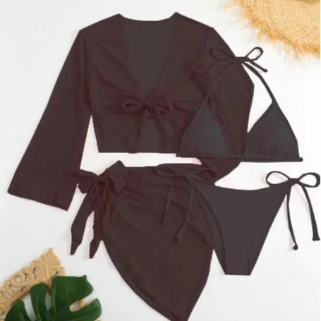 ✨ Liberte sua Deusa Interior com o Conjunto de Biquíni Rosa Micro Mini – 4 Peças de Pura Autenticidade ✨