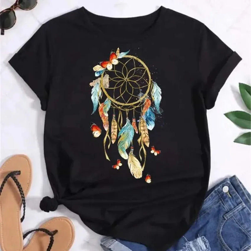 🌙 Camiseta Apanhador de Sonhos – Para Mulheres Que Sentem Que Vieram a Este Mundo Por Algo Maior