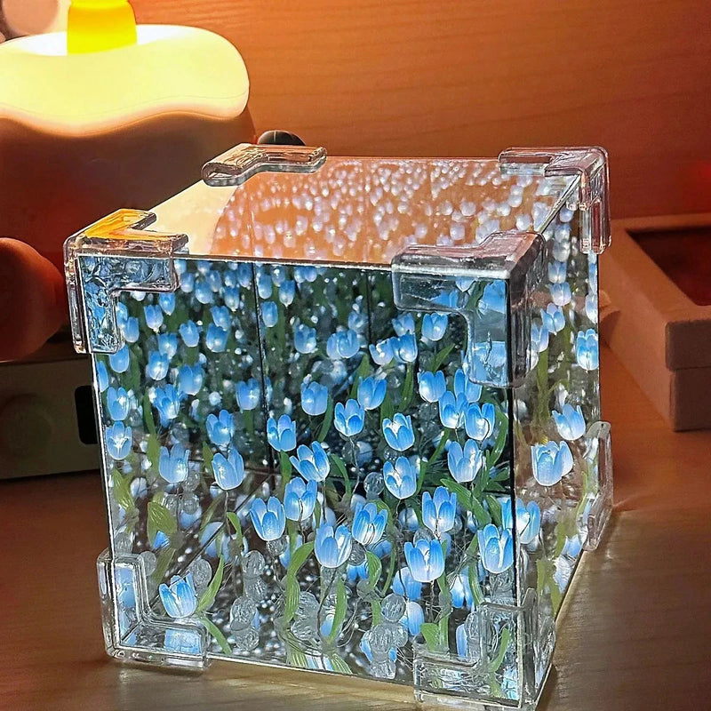 Luz Noturna em Cubo de Tulipa – Kit DIY Completo - Beleza que Encanta os Olhos e Toca o Coração