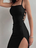 ✨ VESTIDO LONGO PRETO SEXY COM FENDA ALTA - O DESPERTAR DA SUA ESSÊNCIA FEMININA