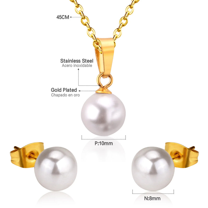 LUXUKISSKIDS – Conjunto de Brincos e Gargantilha com Pingente de Gota D’Água em Aço Inoxidável