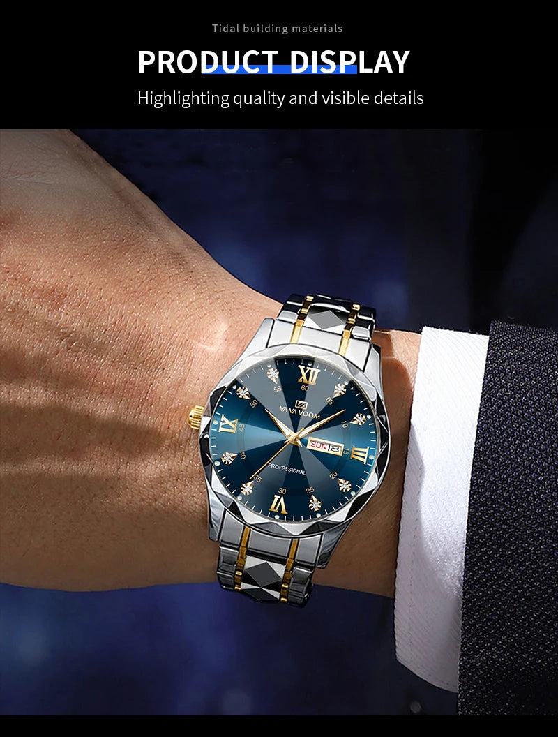 Relógio Masculino Water Diamond Luxury Night Glow