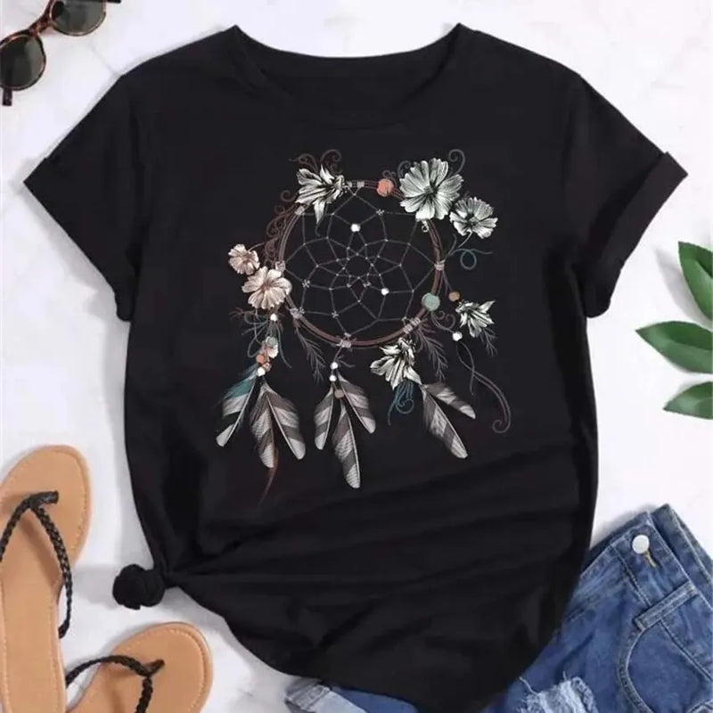 🌙 Camiseta Apanhador de Sonhos – Para Mulheres Que Sentem Que Vieram a Este Mundo Por Algo Maior
