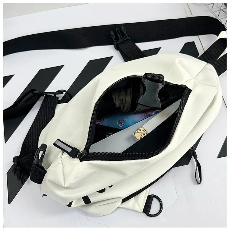 Bolsa de peito de nylon (unissex, moderna, funcional, para outono e inverno)