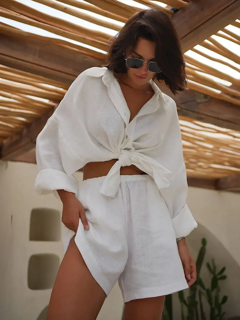 Conjunto Wolfeel — Shorts casuais 100% algodão, camisa aconchegante 🌿 – O conforto que desperta sua essência