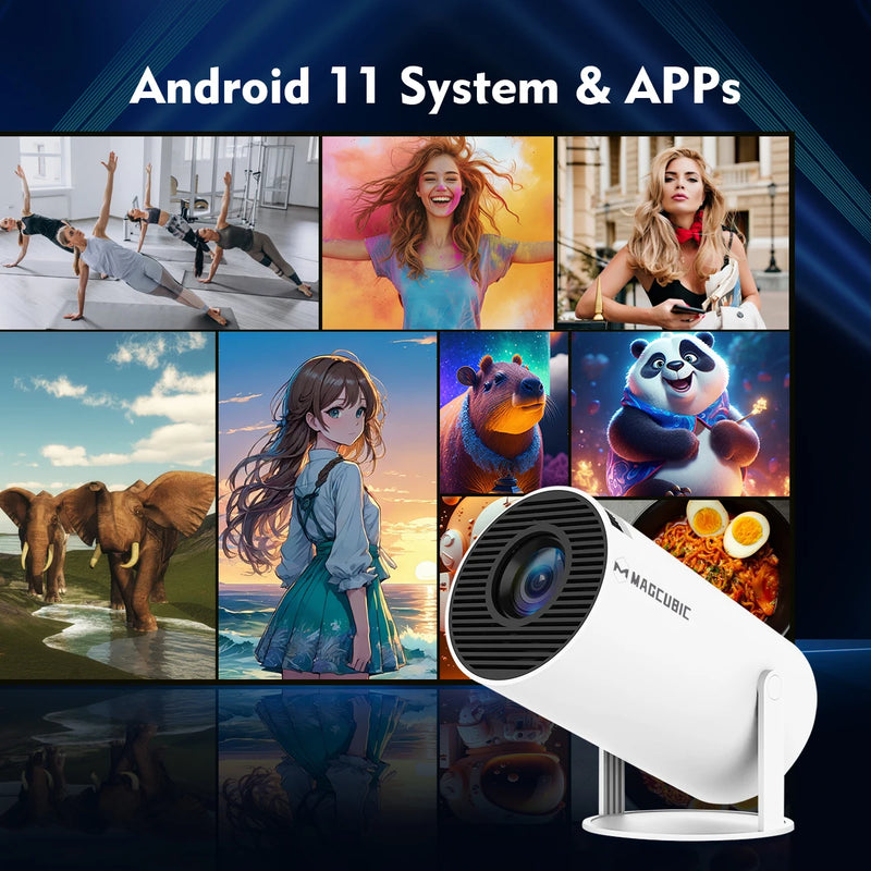 Projetor Magcubic HY300 Pro 4K Android 11 Dual Wifi6 260ANSI Allwinner H713 BT5.0 1080P 1280*720P Home Cinema Projetor para ambientes externos
