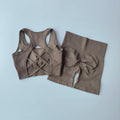 Conjunto de Ioga Feminino Sem Costura — 2 peças (Top Sexy + Shorts de Cintura Alta)
