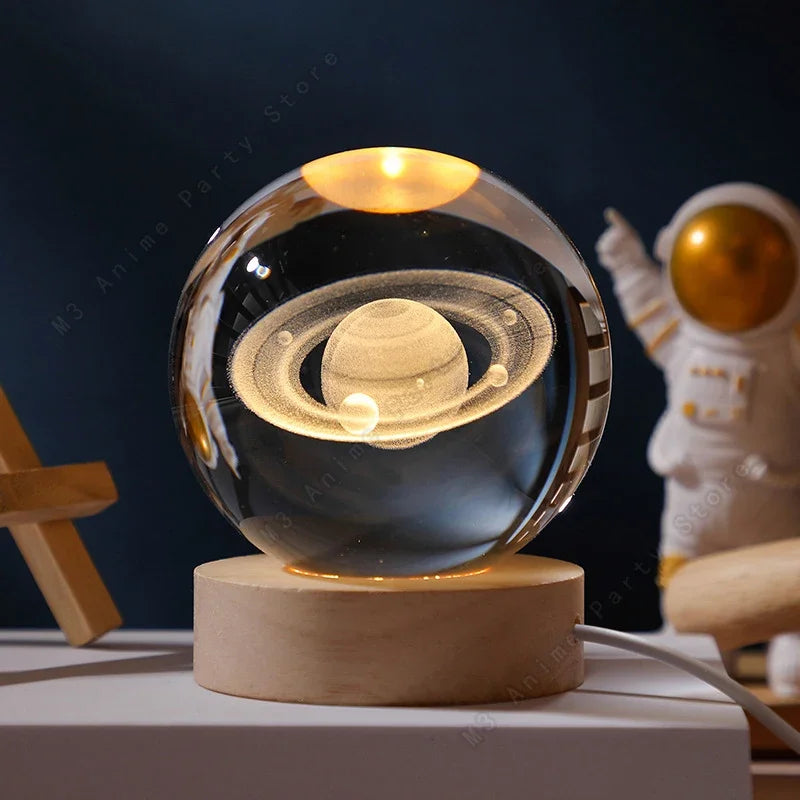 Luz Noturna LED com Bola de Cristal 3D Galática