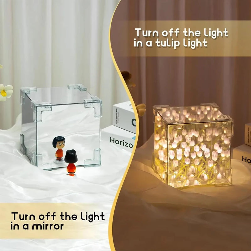 Luz Noturna em Cubo de Tulipa – Kit DIY Completo - Beleza que Encanta os Olhos e Toca o Coração