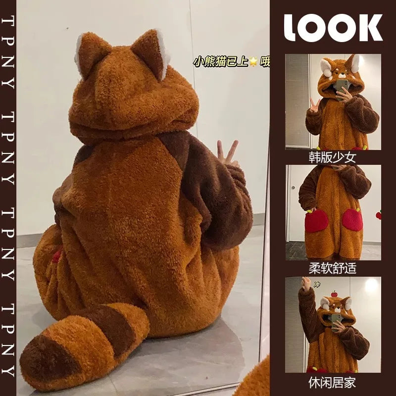 🐾 Fantasia Kigurumi Panda Vermelho – A Conexão que Sua Alma Sempre Buscou