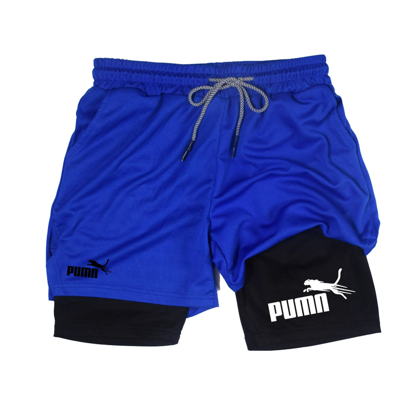 shorts masculinos 2 em 1 de camada dupla, compressão e secagem rápida (M a 3XL)