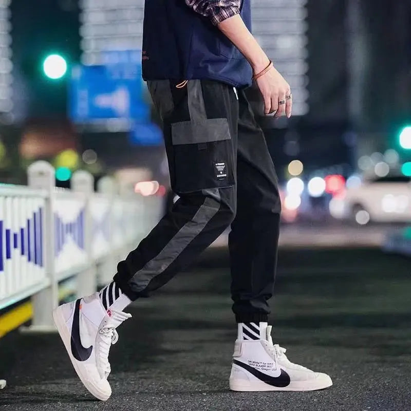 Calça Cargo Masculina com Vários Bolsos, Estilo Urbano, Ajuste Solto e Cordão