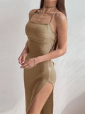 ✨ VESTIDO LONGO PRETO SEXY COM FENDA ALTA - O DESPERTAR DA SUA ESSÊNCIA FEMININA