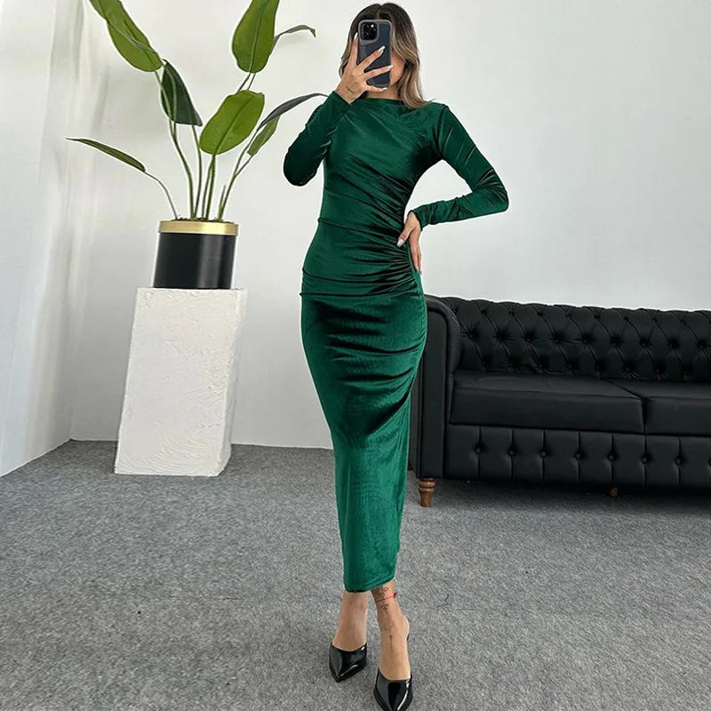 ✨ Vestido Midi de Veludo Dulzura — Primavera/Verão 2025