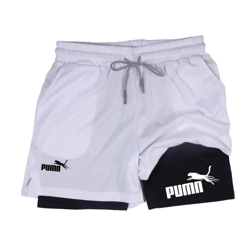 shorts masculinos 2 em 1 de camada dupla, compressão e secagem rápida (M a 3XL)