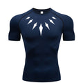 (Camisa de compressão masculina PANTERA NEGRA) — camiseta esportiva de academia com secagem rápida, elasticidade