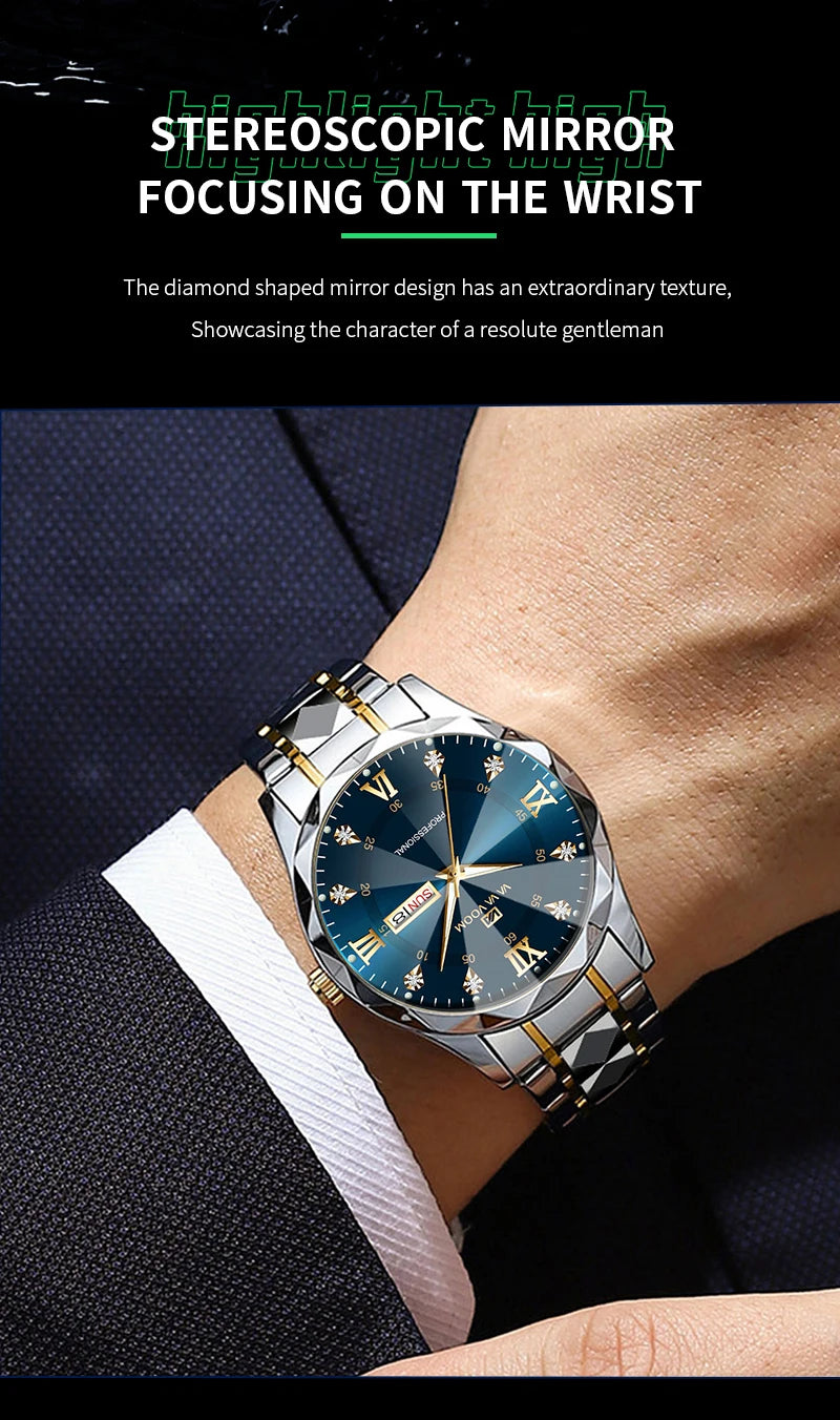Relógio Masculino Water Diamond Luxury Night Glow