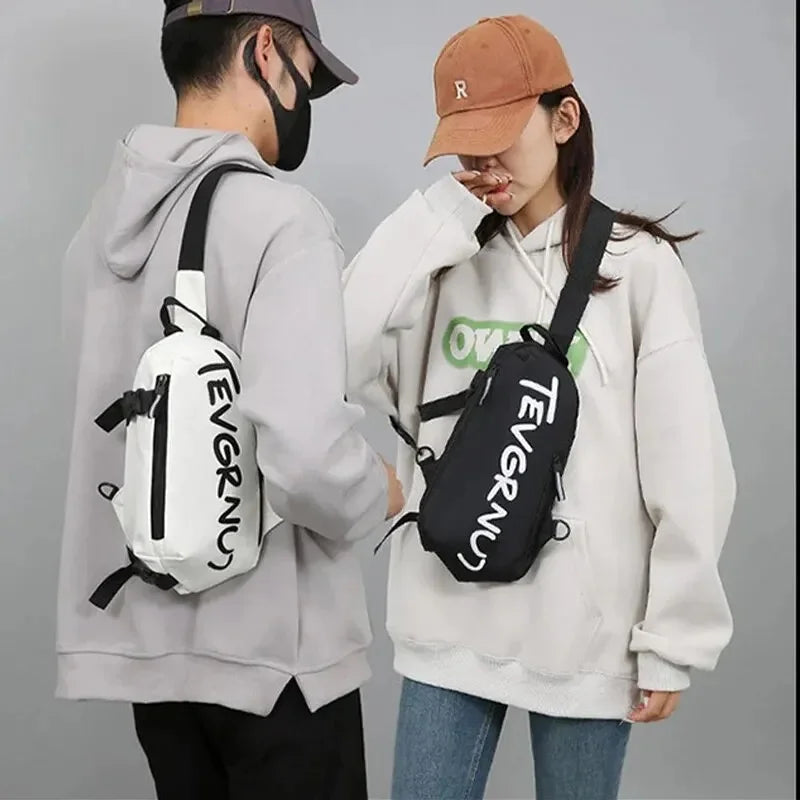 Bolsa de peito de nylon (unissex, moderna, funcional, para outono e inverno)
