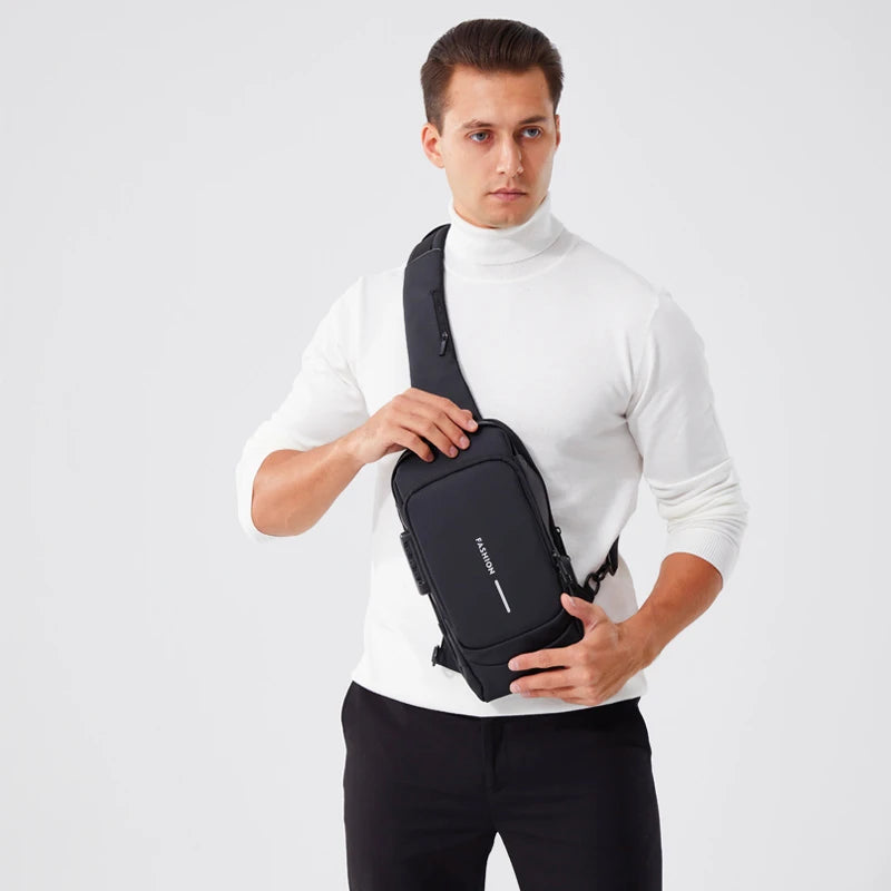 Descubra a Nova Era do Estilo e Segurança Masculina — Bolsa Transversal de Couro PU Antifurto, Clássica e Multifuncional