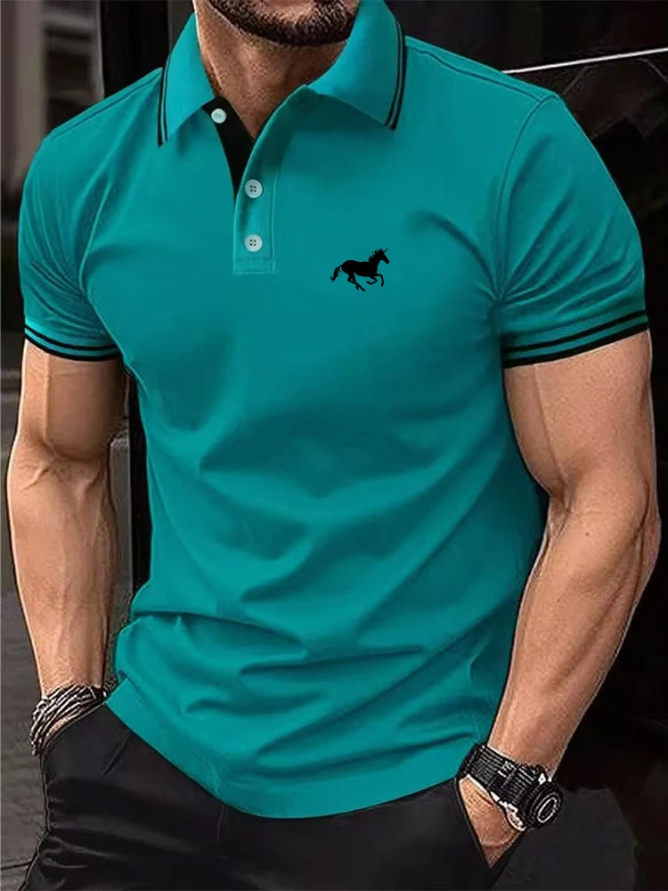 Nova Camiseta Masculina Clássica de Manga Curta – estilo polo casual de verão