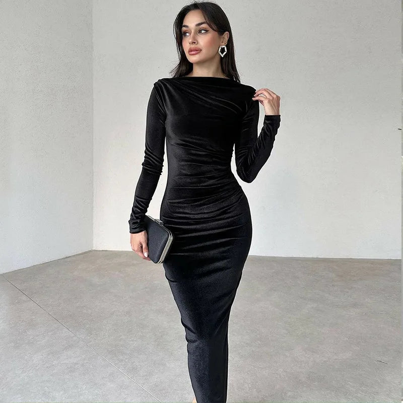 ✨ Vestido Midi de Veludo Dulzura — Primavera/Verão 2025