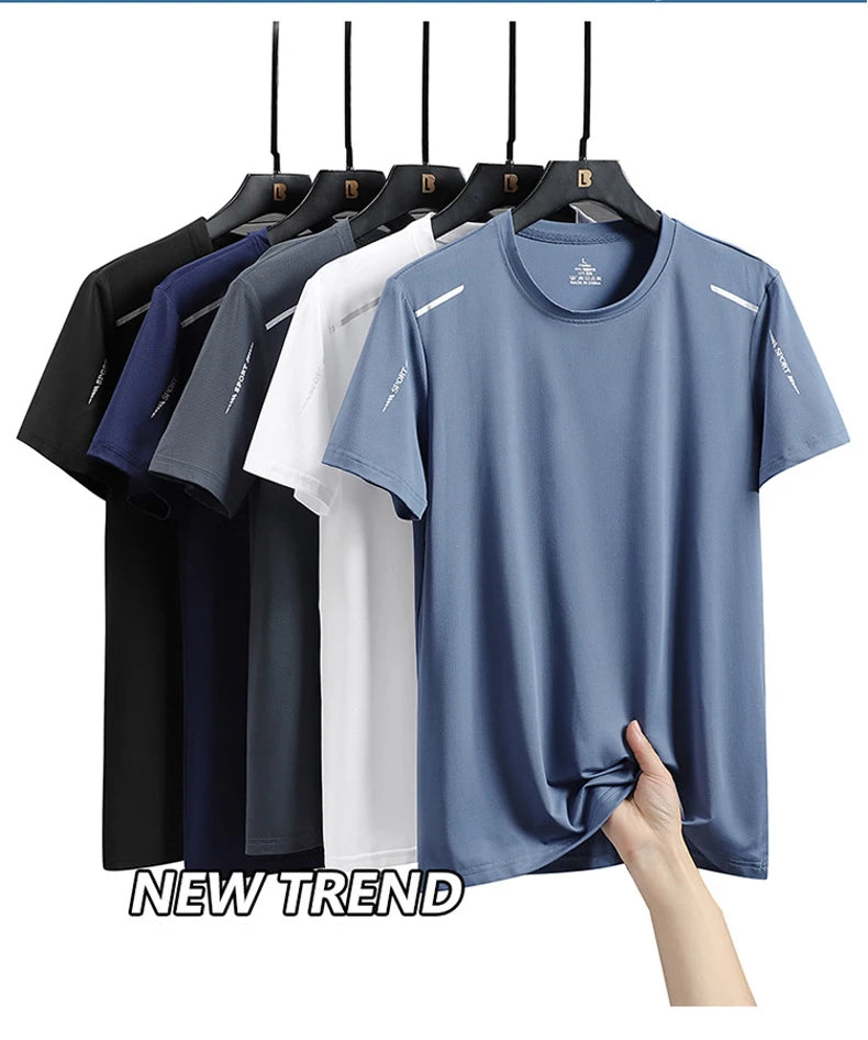 CHRLCK – Camiseta masculina esportiva de secagem rápida, respirável, com elasticidade macia para caminhada, pesca e esportes ao ar livre