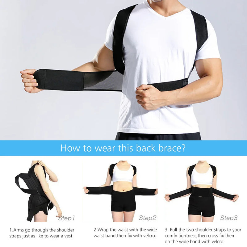 Corretor de Postura Masculino/Feminino Ajustável – Corset Costas, Cinta Lombar, Suporte Reto, Respirável (P-XXXL)