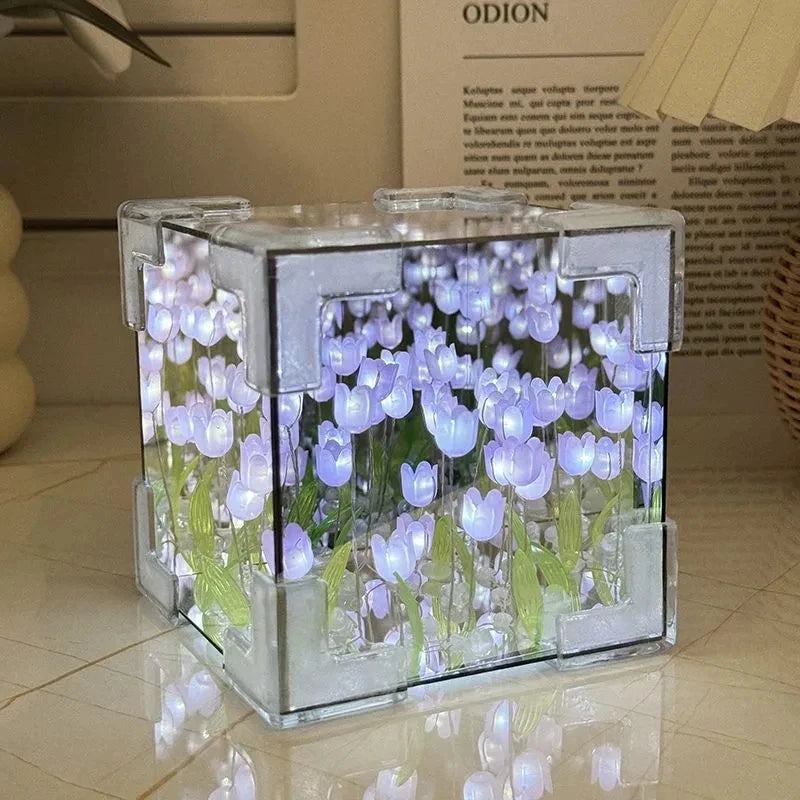 Luz Noturna em Cubo de Tulipa – Kit DIY Completo - Beleza que Encanta os Olhos e Toca o Coração