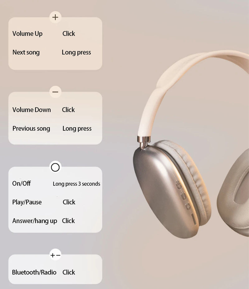 P9 Air Bluetooth Fone de Ouvido Estéreo Sem Fio Com Microfone e Micro Cancelamento de Ruído