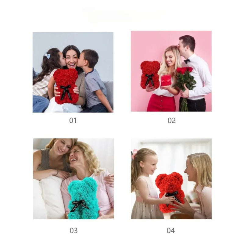 Urso de pelúcia artificial de 25 cm com caixa de presente romântico - 🧸 Mais que um Presente: Um Gesto que Fala com a Alma